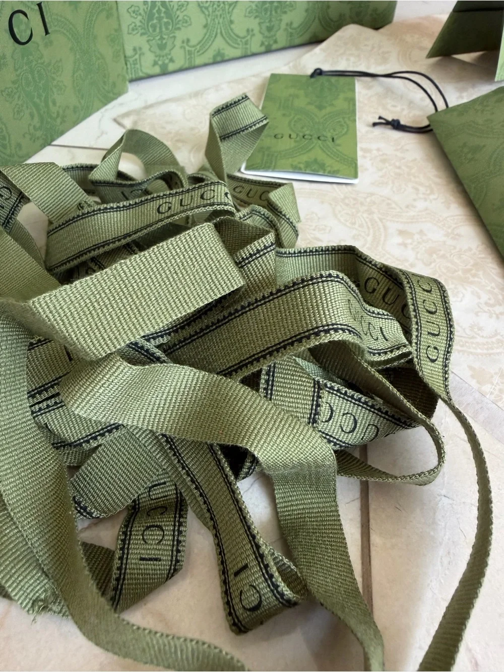 2 authentic Gucci Green Gift Box and Accessories Set